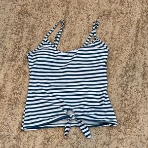 Green and White Striped Women's Swim Camisole